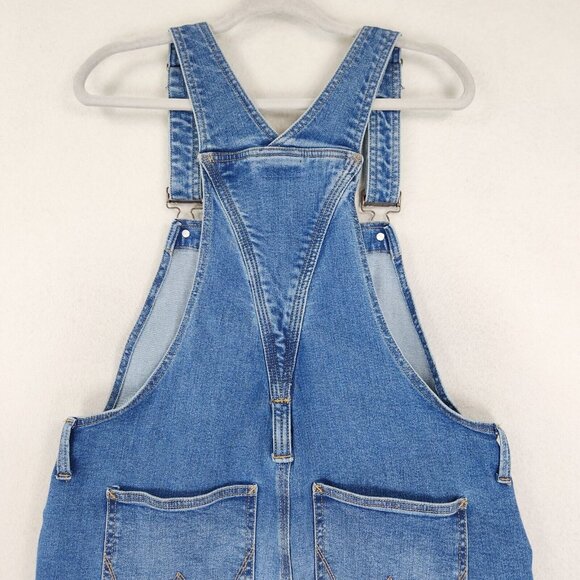 Wrangler Overalls Womens Large Blue Denim Bibs Straight Leg Medium Wash Jean - Picture 8 of 11